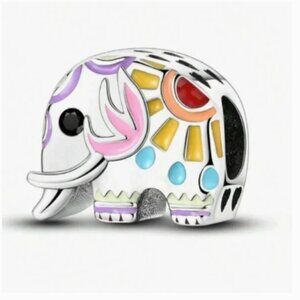 925 Silver Plated enamel Elephant Charm